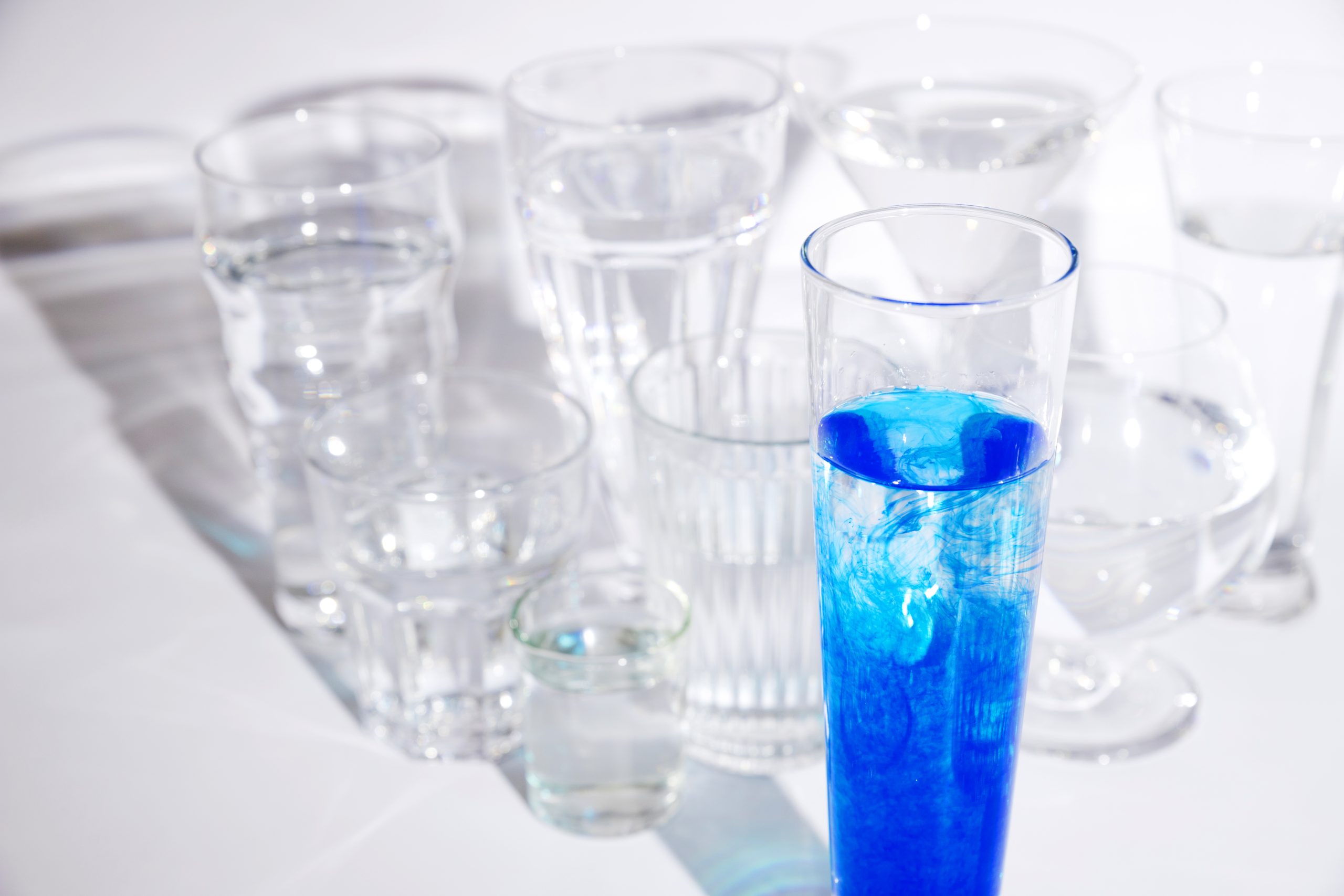Water and various solvents